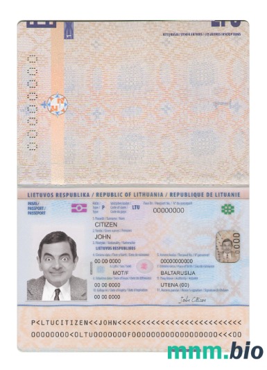 Litwa paszport nowy 2021-obecnie, szablon w formacie PSD